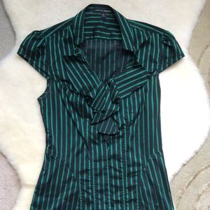 Express ruffle top, xs green and black
